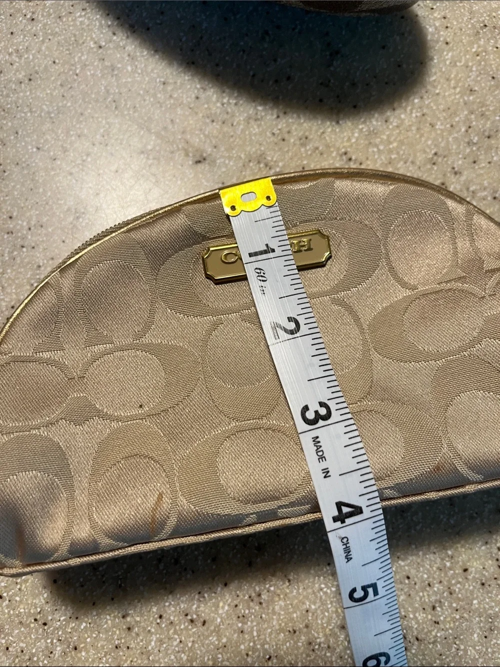 Coach Signature Monogram Cosmetic Pouch & Eyeglass Case in Taupe